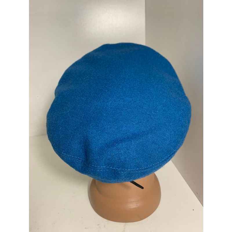 Blue VDV paratrooper beret viewed from above, showing the crown shape and fabric texture.