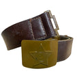 Soviet military belt from the Cold War era with classic USSR buckle, front view