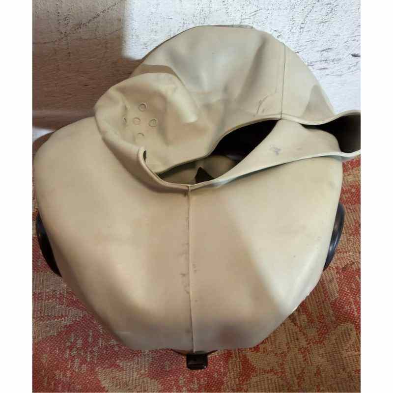 Original PBF Airborne gas mask photographed from the rear