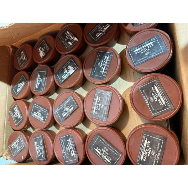 Limited stock of original Soviet Afghan War black boot cream from the Cold War period in authentic military surplus storage.
