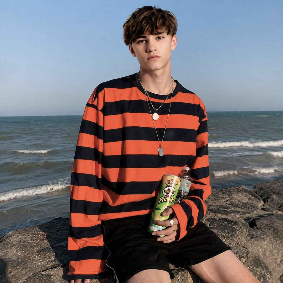 Unisex Oversized Telnyashka Long Sleeve Shirt | Black Red – TELNYASHKA