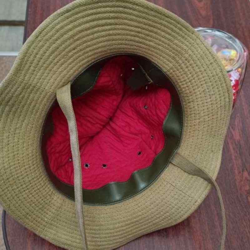 RKKA Border Guard Panama Hat with traditional red quilted interior