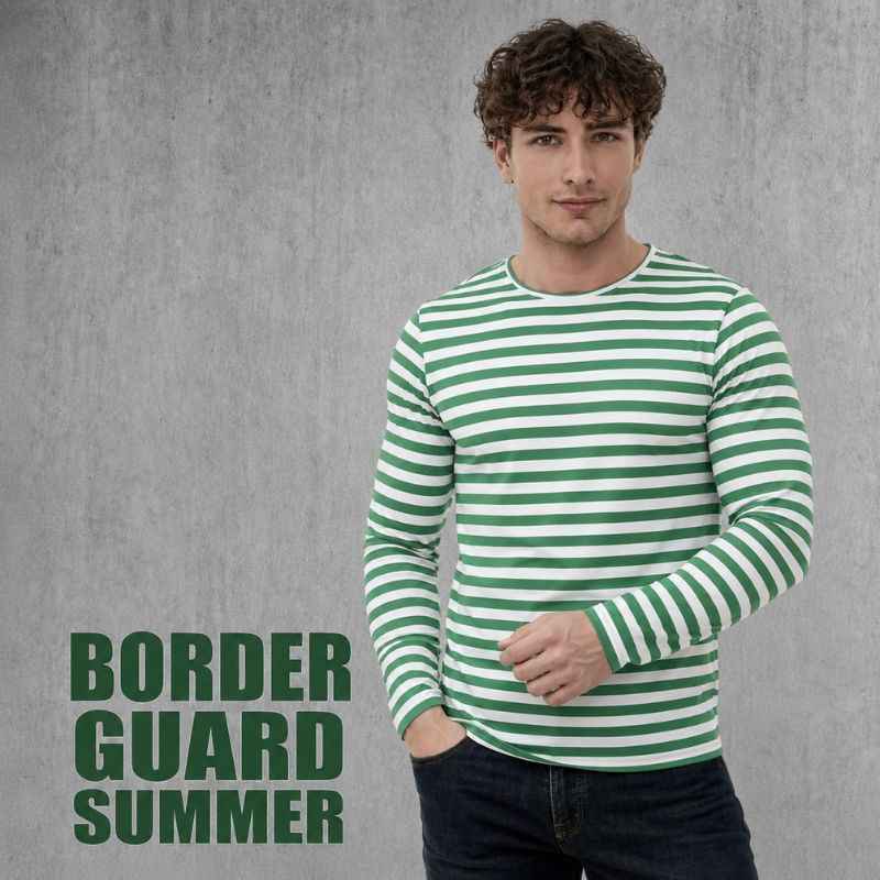 Russian Border Guard long sleeve telnyashka shirt with green and white stripes