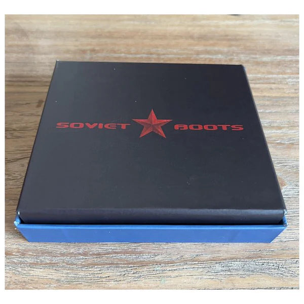Premium Soviet Boots branded gift box for Yuri Gagarin leather wallet