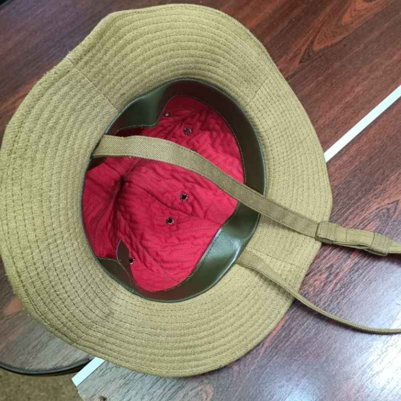 Interior of Soviet RKKA M1938 Panama Hat high quality replica with chin strap
