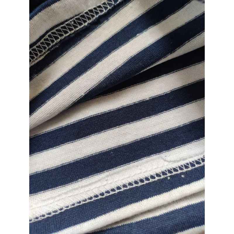 Close-up of Soviet Russian Navy Telnyashka cotton fabric and stitching