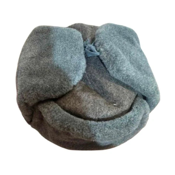 Original Soviet Ushanka hat folded for storage showing classic USSR winter design