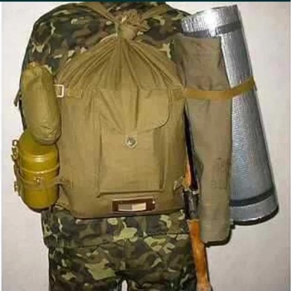 Original Soviet Veshmeshok backpack worn as field gear during the Afghan War and Cold War.