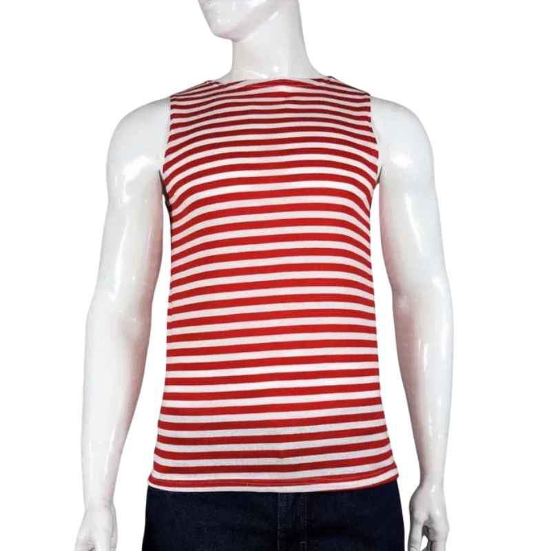 Russian Spetsnaz Summer Sleeveless Telnyashka with red and white stripes front view