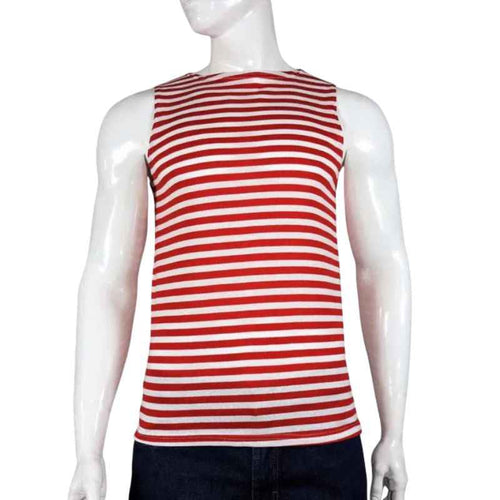 Russian Spetsnaz Summer Sleeveless Telnyashka with red and white stripes front view
