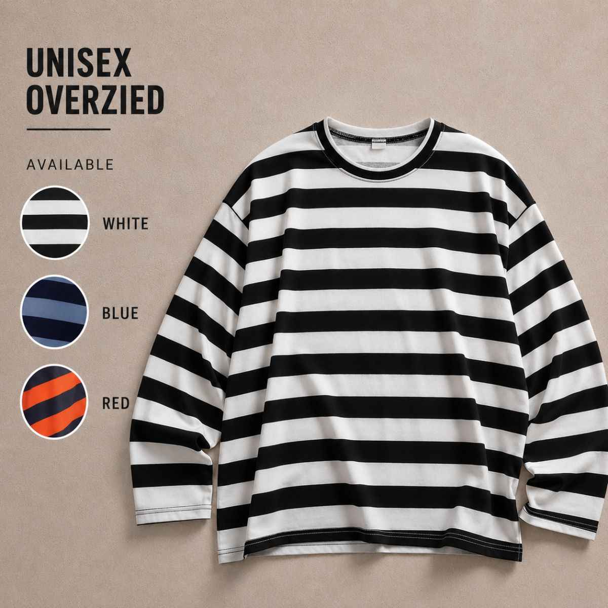 Unisex Oversized Telnyashka Long Sleeve Shirt | Black White