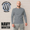 Winter Navy Telnyashka shirt with brushed lining and black white sailor stripes