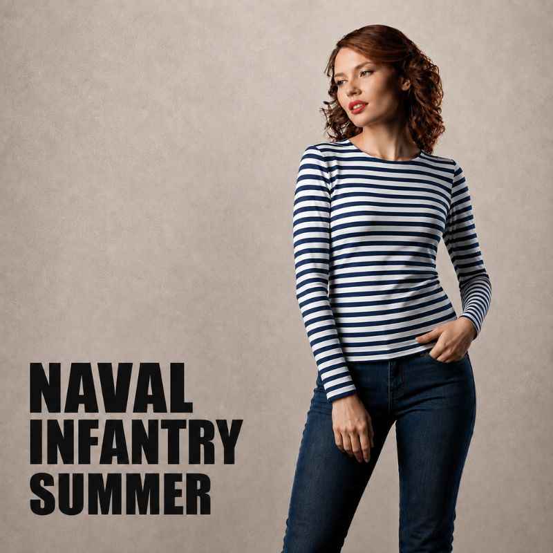 Women's Naval Infantry and Submarine long sleeve telnyashka with black and white stripes