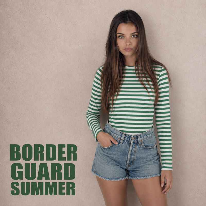 Women's Russian Border Guard long sleeve telnyashka shirt with green and white stripes