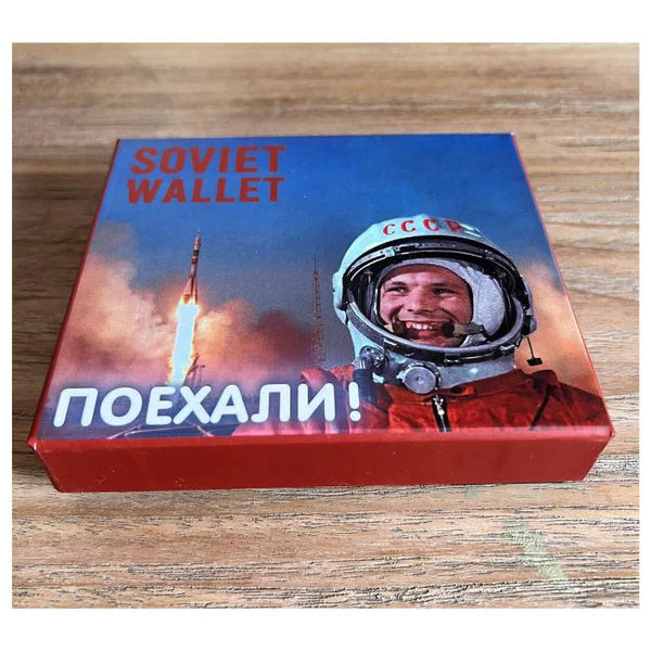 Collector gift box for Yuri Gagarin Soviet cosmonaut wallet with USSR space artwork